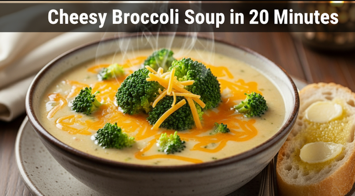 Cheesy Broccoli Soup in 20 Minutes